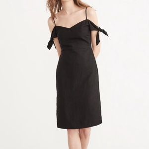 Abercrombie & Fitch tie shoulder black linen dress